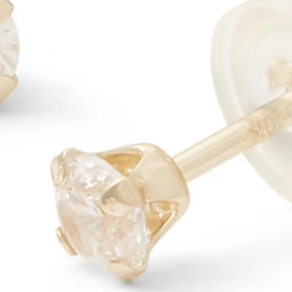REAL 10kt Yellow Gold Stud Earrings W/ ROUND LAB GROWN DIAMOND